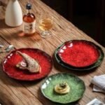 Platos aperitivos negro y rojo - cerámica al mayoreo